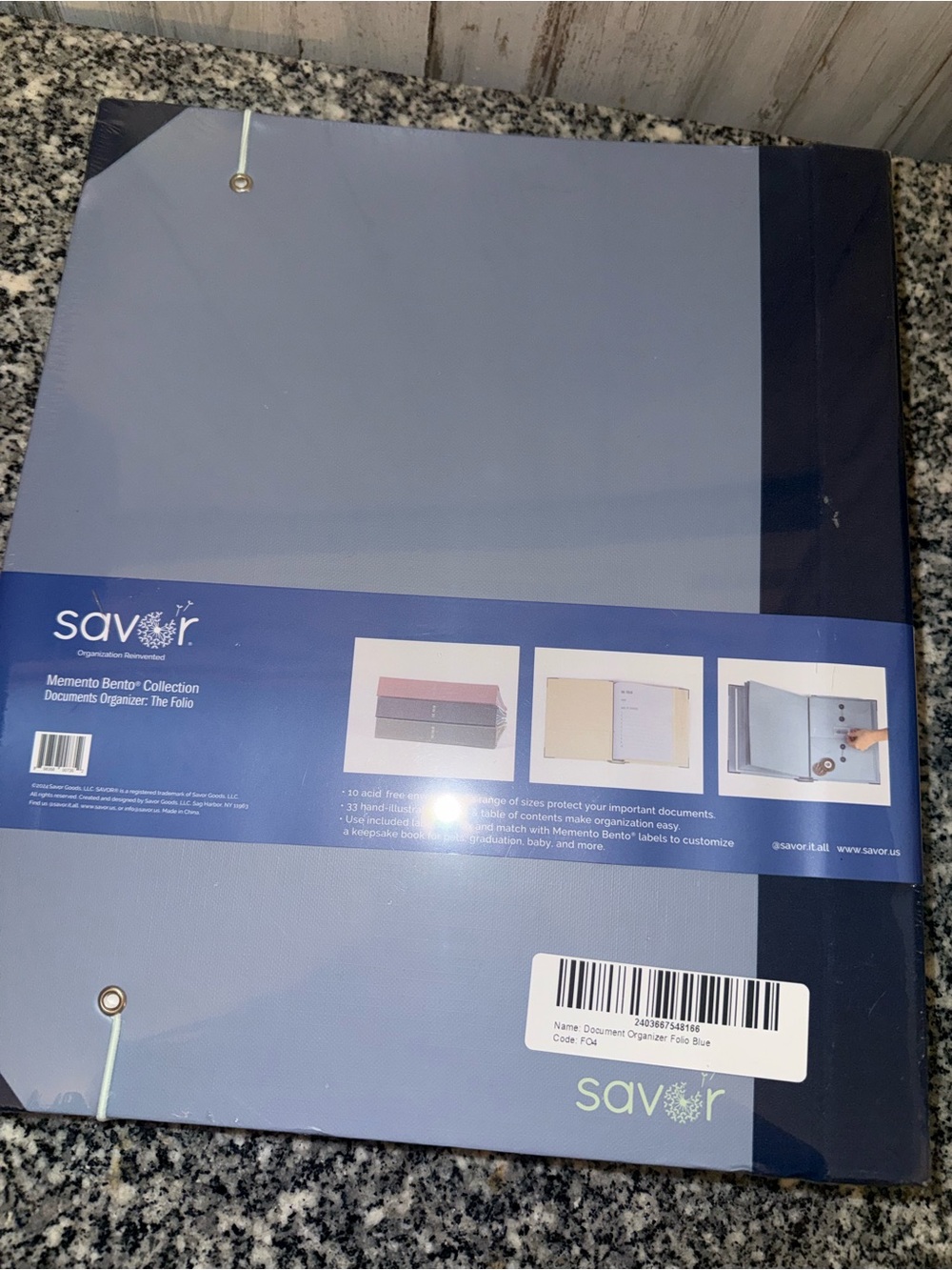 Savor Memento Bento Document Organizer Folio in Blue
